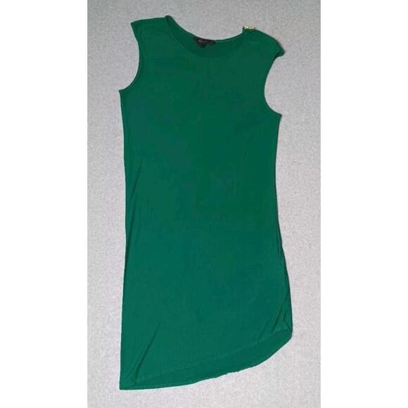 BCBGMaxAzria Dresses & Skirts - Bcbg Maxazria Midi dress Womens Small Green Flowy  Zippered Shoulder Tier Down